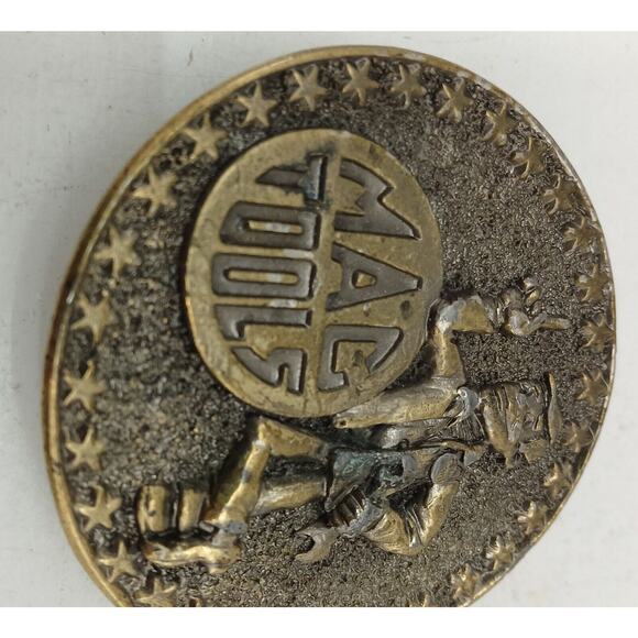 Rare Vintage Mac Tools Limited Edition Men’s Belt Buckle Solid Brass With Stars - Picture 2 of 8